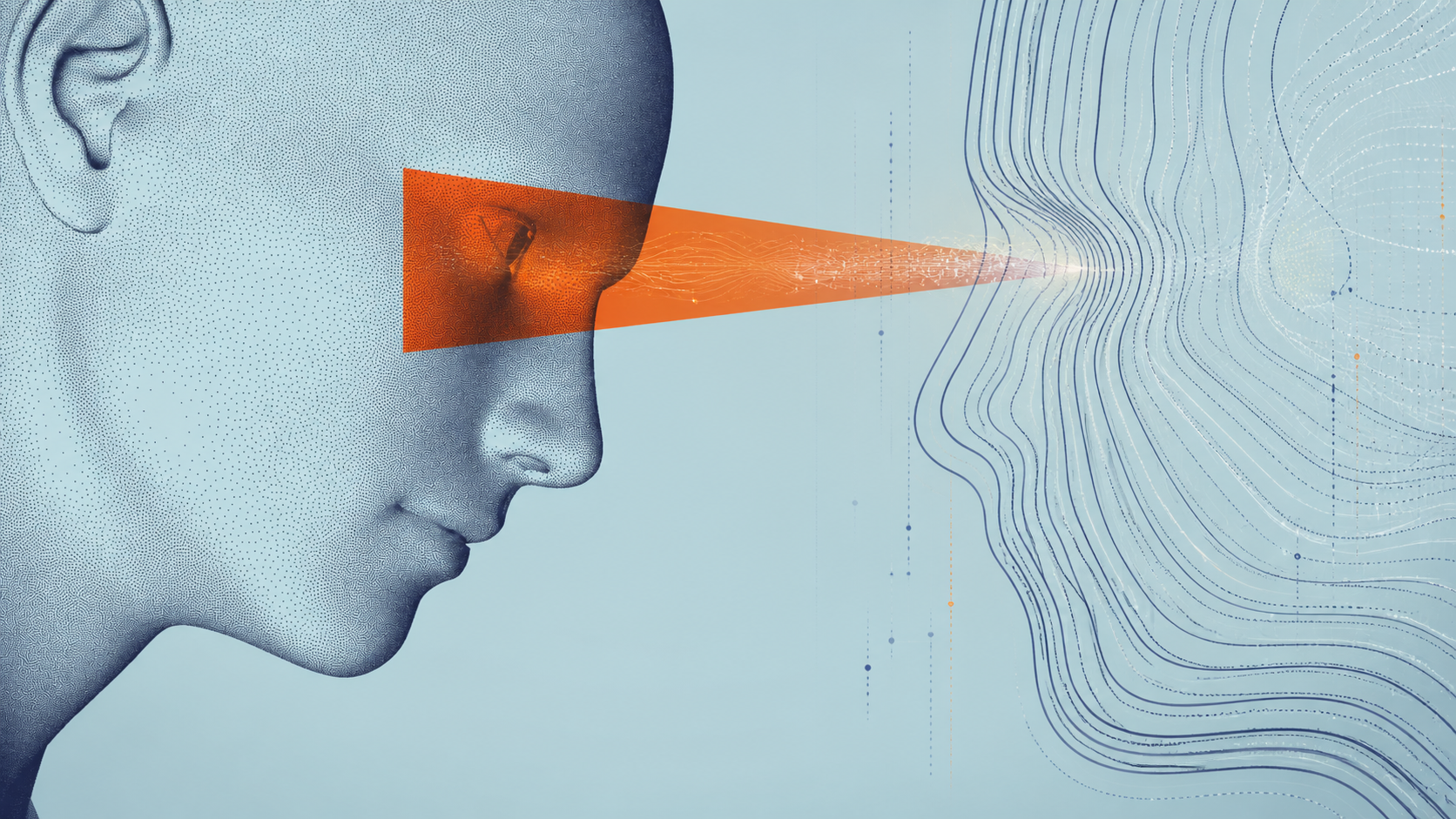 Ilustración conceptual sobre aprendizaje subliminal en IA con una mente humana y patrones abstractos asociados a señales ocultas.