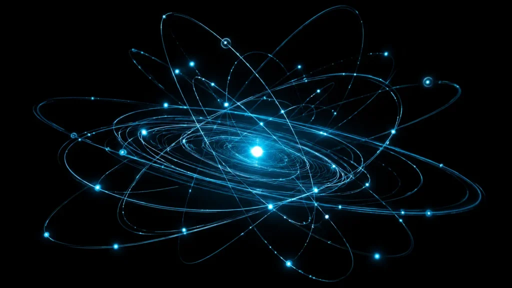 Física cuántica sin números imaginarios, representación abstracta de ondas cuánticas en tonos azules