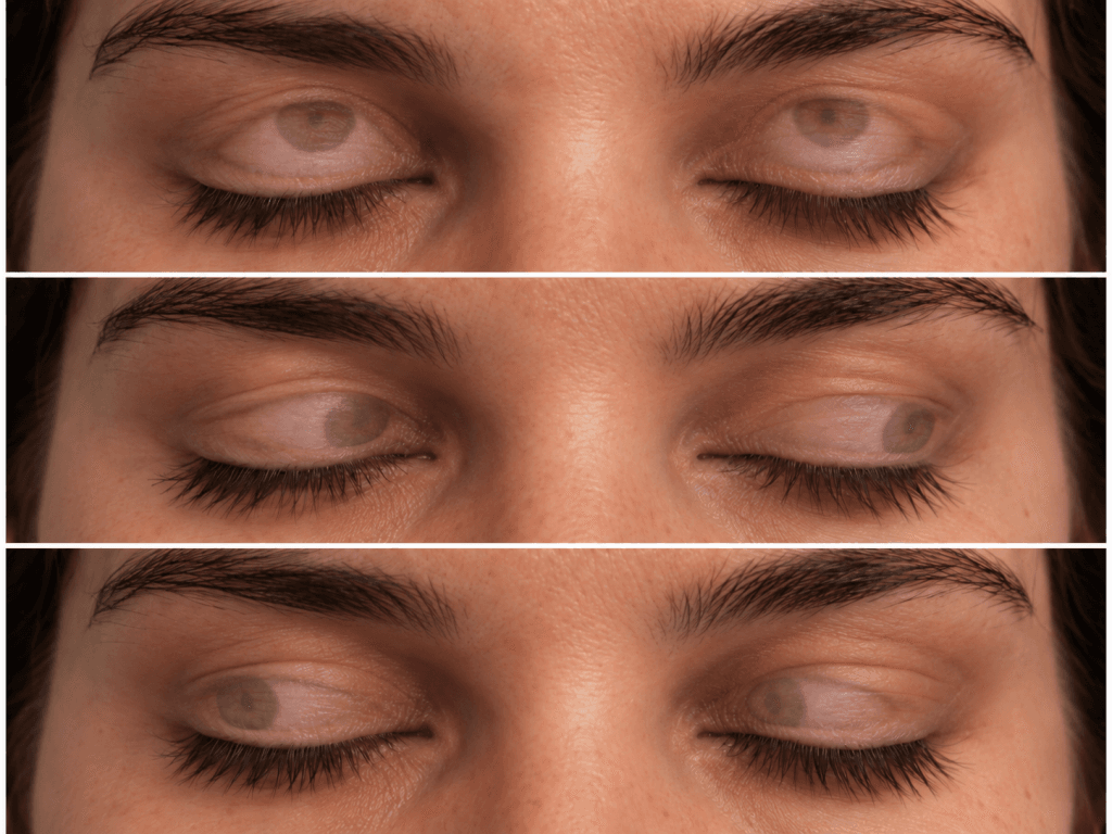 Primer plano de un ojo cerrado durante el sueño REM