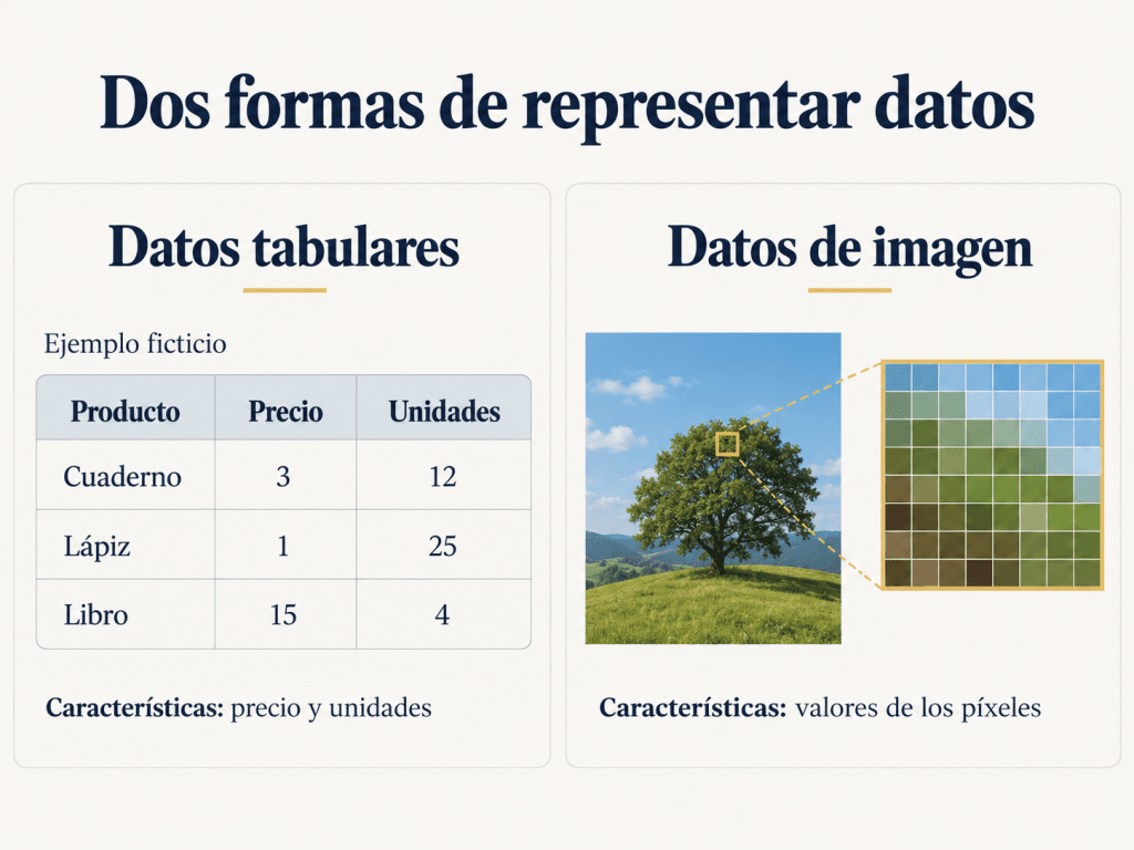 Una tabla de ventas y una fotografía representada por píxeles